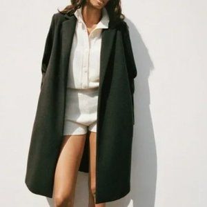 Forest green Zara‎ coat with lapel collar